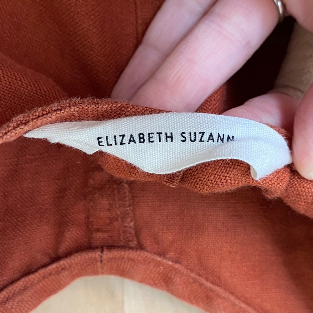 Elizabeth Suzann Rust Orange Sleeveless Linen Jumpsuit - Picture 3 of 6